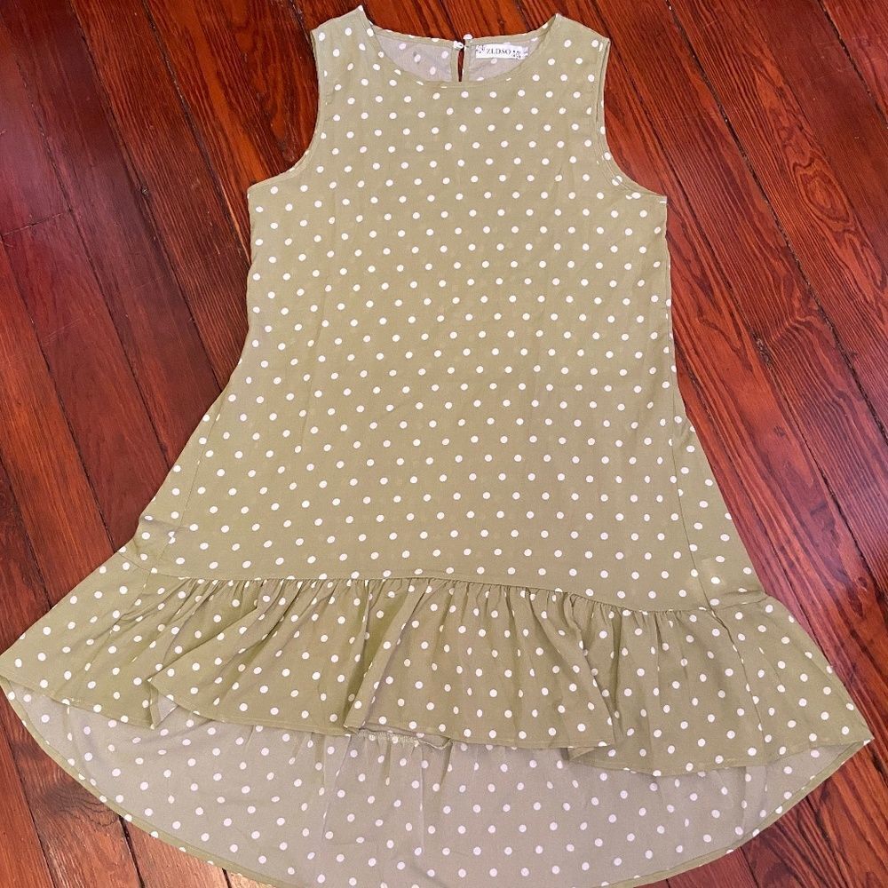 Zldso Large Green Polka Dotted Summer Dress Fun